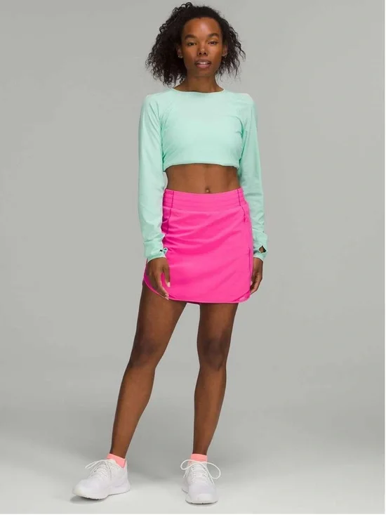 Lululemon Women’s Size 12 Hotty Hot High Rise Skirt Long EUC Sonic Pink Tennis - Picture 2 of 14